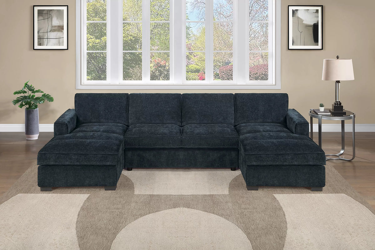 Chenille Double Chaise Sectional-F8395