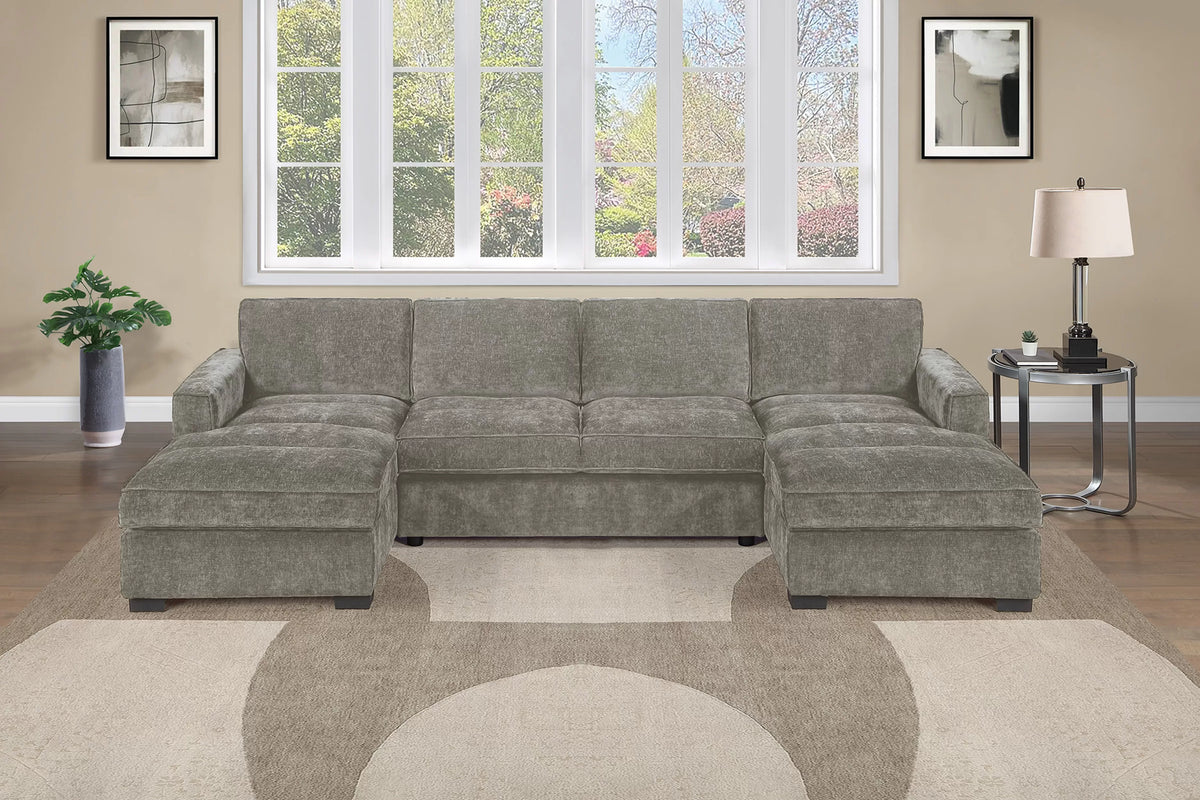Chenille Double Chaise Sectional-F8395