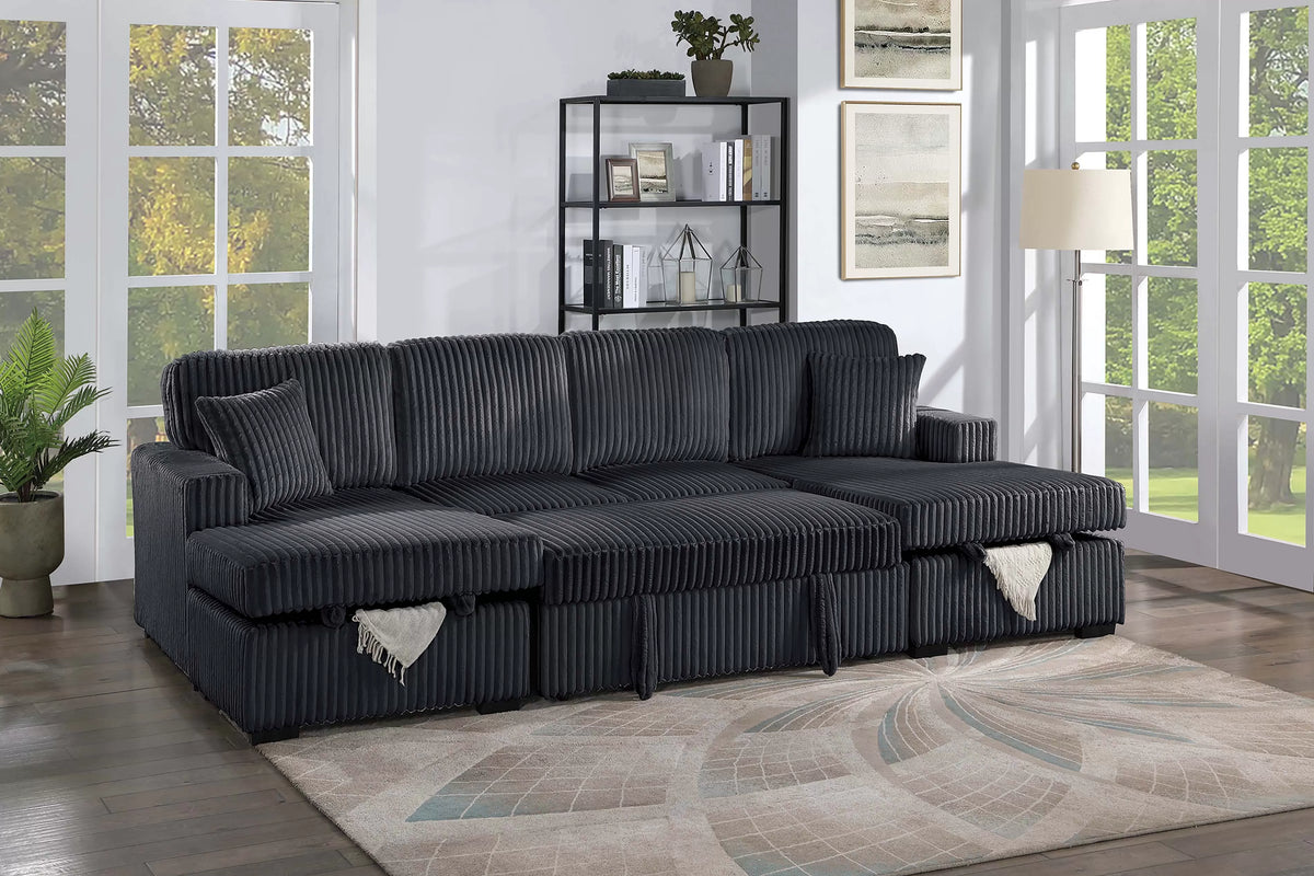 Poundex 3-Piece Convertible Sectional - F8578