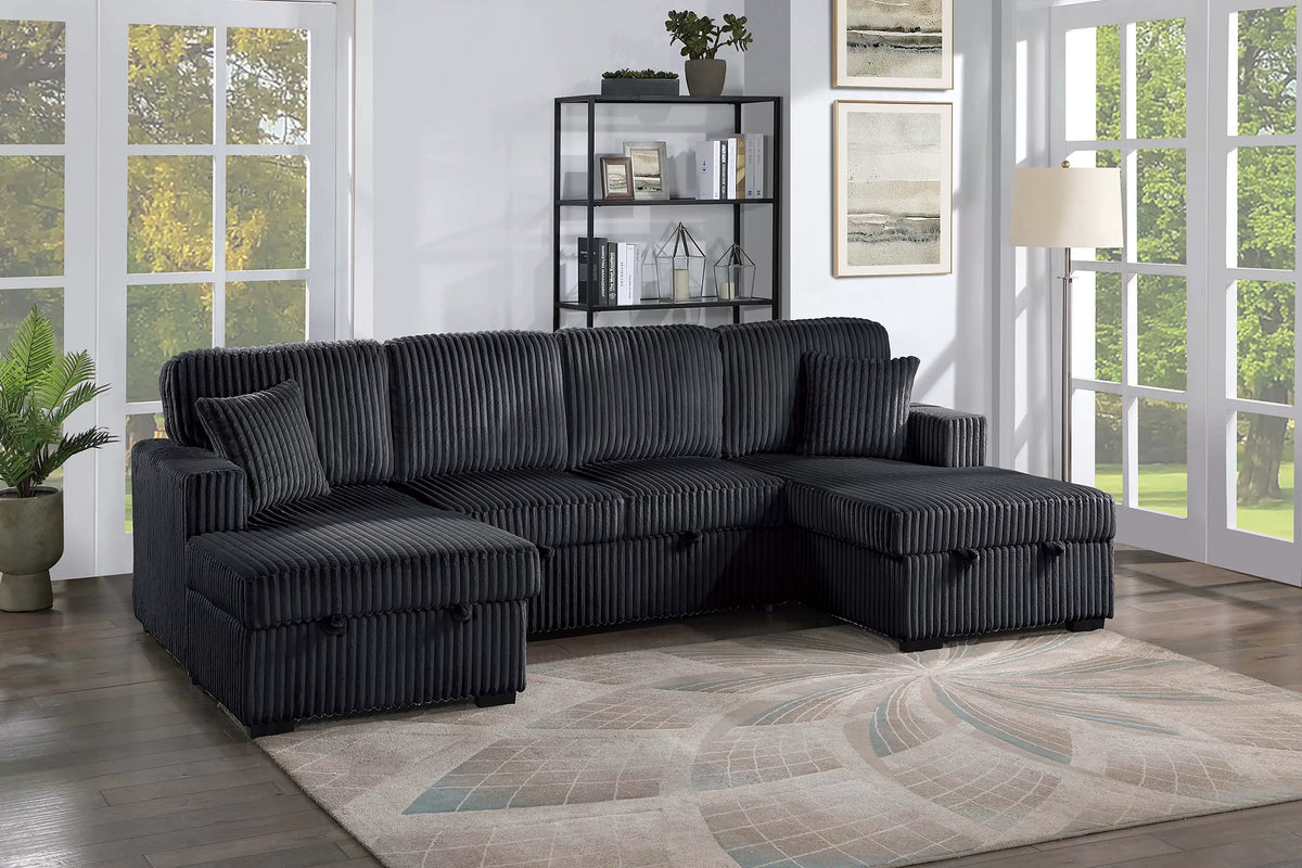 Poundex 3-Piece Convertible Sectional - F8578