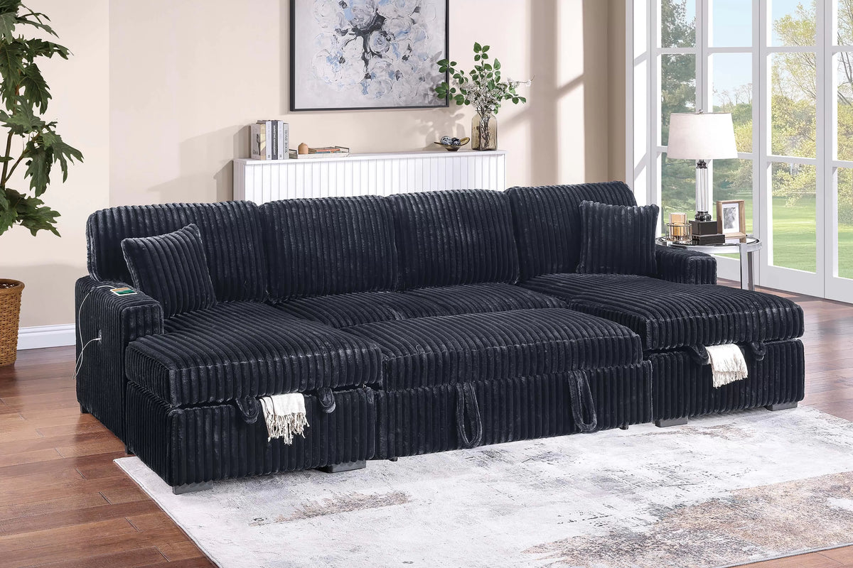 Poundex 3-Piece Convertible Sectional - F8582