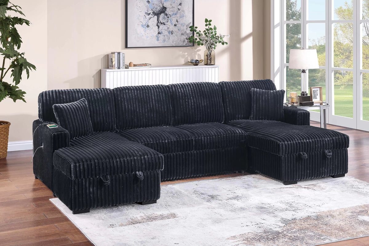 Poundex 3-Piece Convertible Sectional - F8582