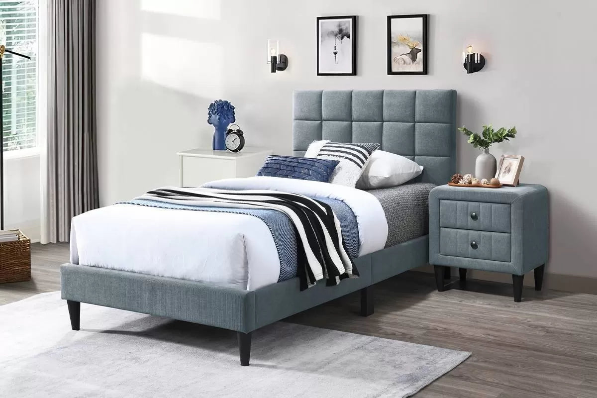 Gray full platform bed