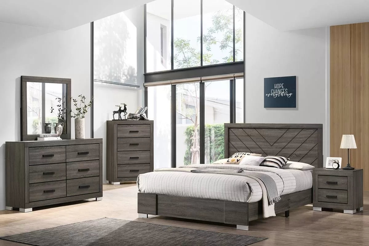Rustic Brown 4 Piece Queen Bedroom Set